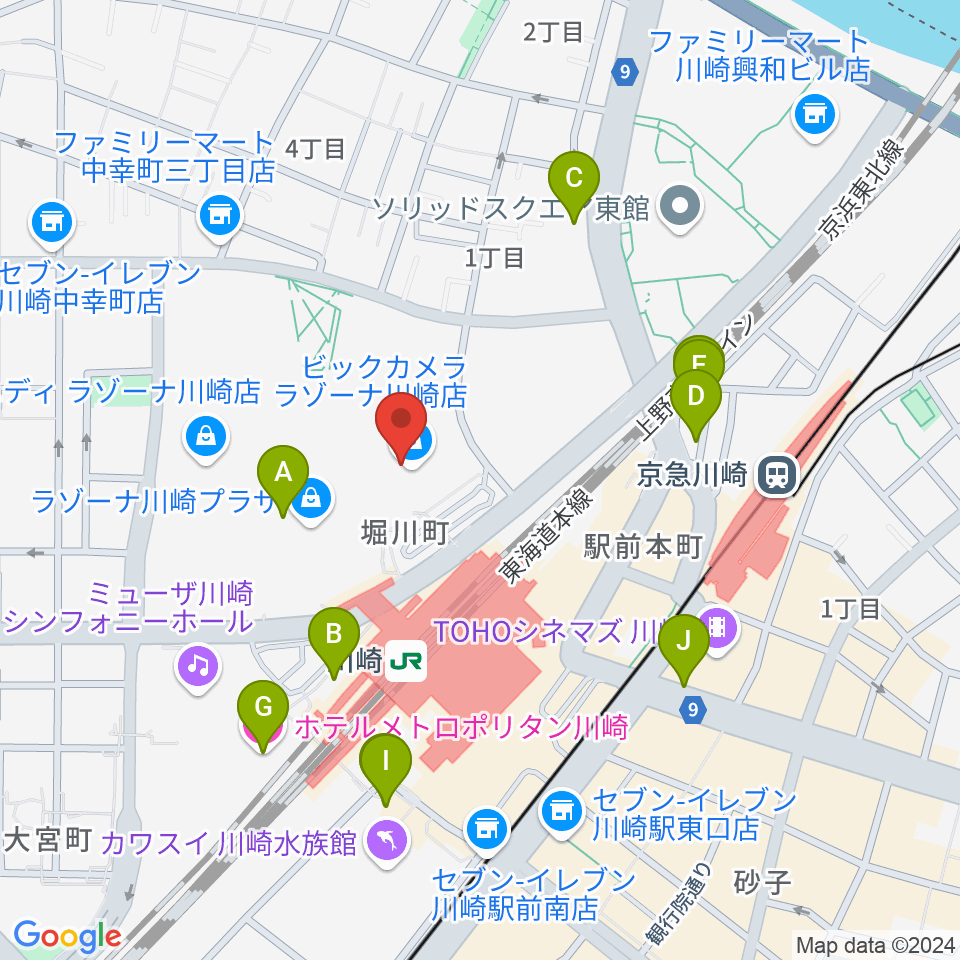 109シネマズ川崎周辺のホテル一覧地図