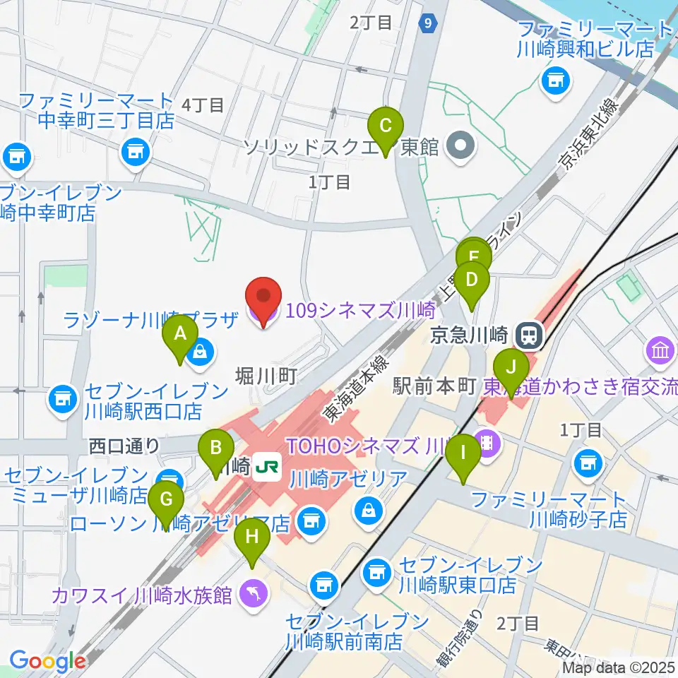 109シネマズ川崎周辺のホテル一覧地図