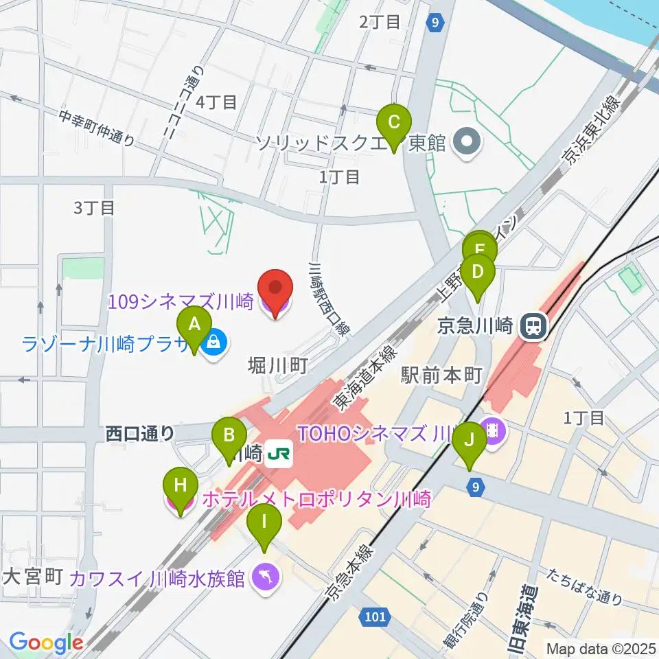 109シネマズ川崎周辺のホテル一覧地図