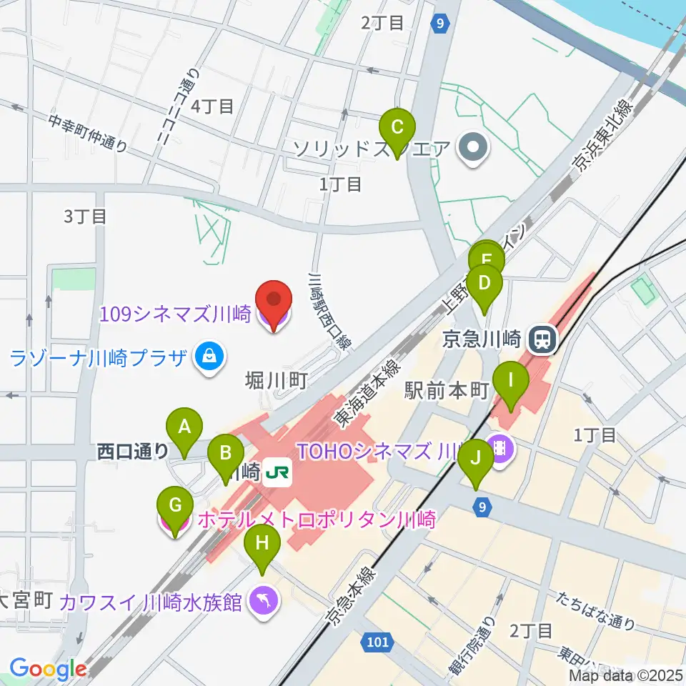 109シネマズ川崎周辺のホテル一覧地図