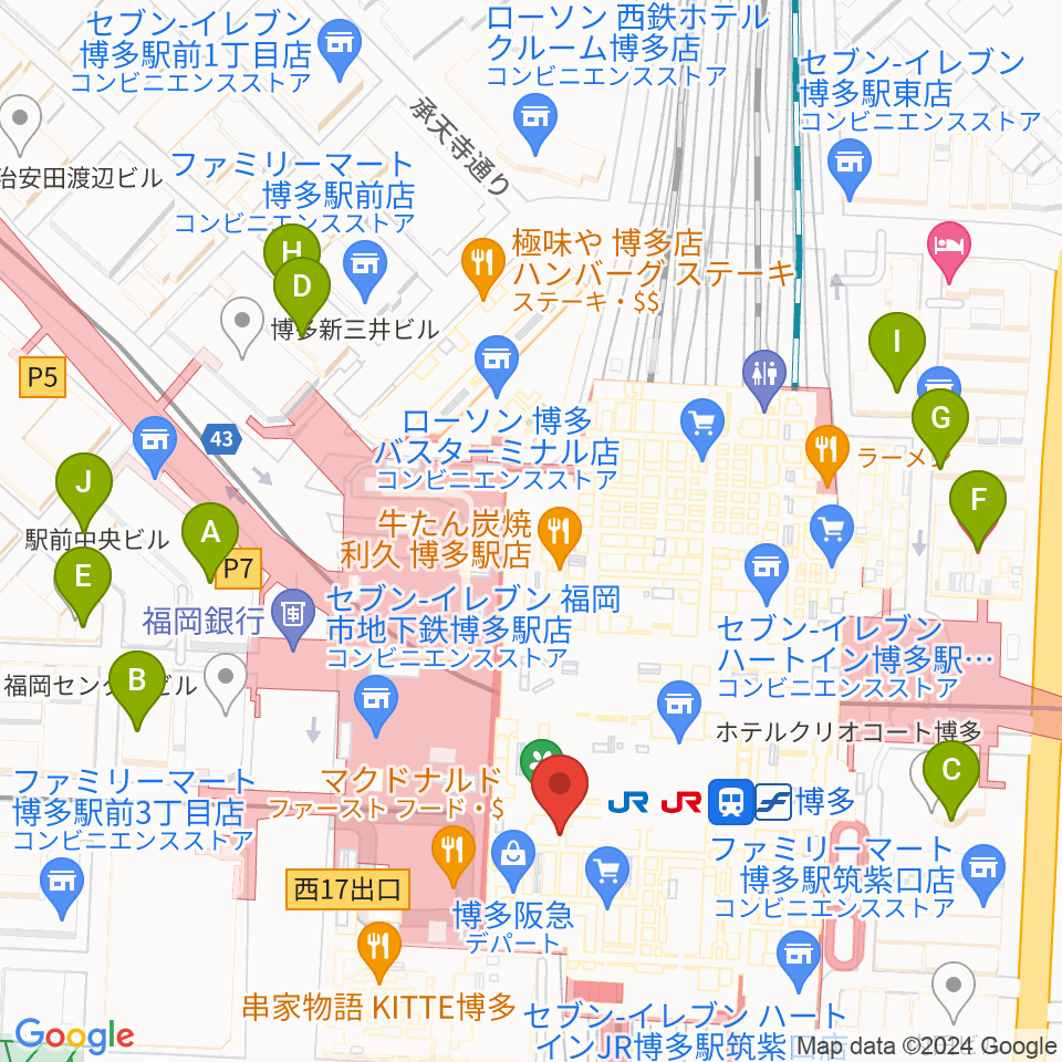 T・ジョイ博多周辺のホテル一覧地図