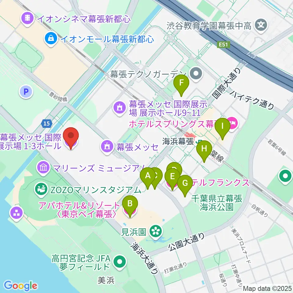 幕張メッセ 国際展示場1-8ホール周辺のホテル一覧地図