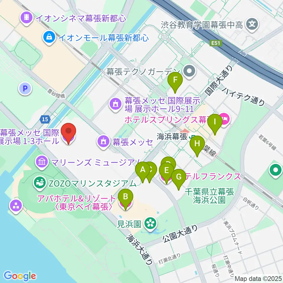 幕張メッセ 国際展示場1-8ホール周辺のホテル一覧地図