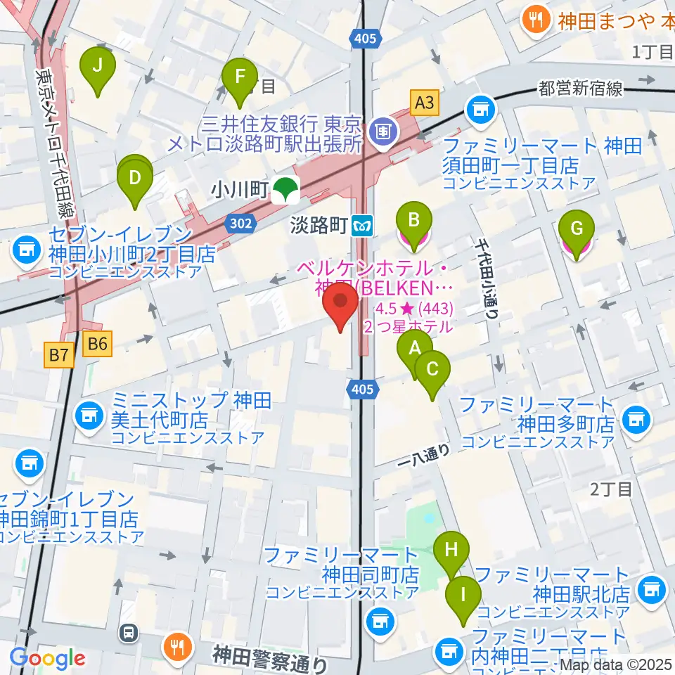 スタジオBPM周辺のホテル一覧地図