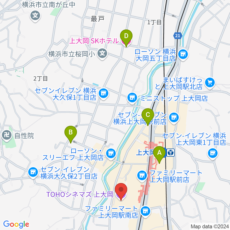 TOHOシネマズ上大岡周辺のホテル一覧地図