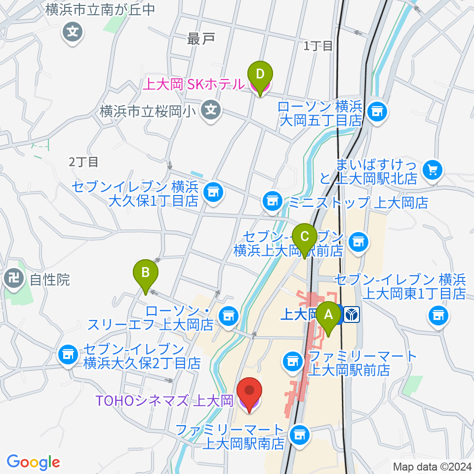 TOHOシネマズ上大岡周辺のホテル一覧地図