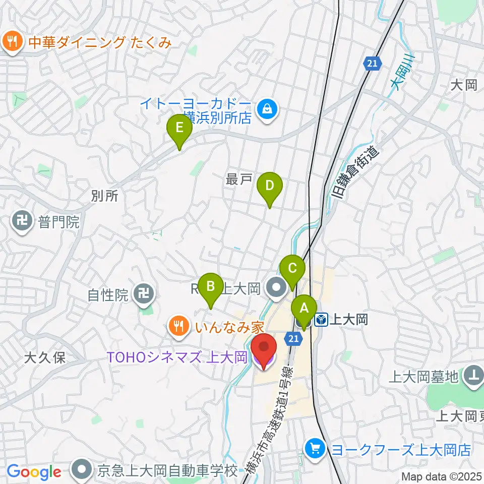 TOHOシネマズ上大岡周辺のホテル一覧地図