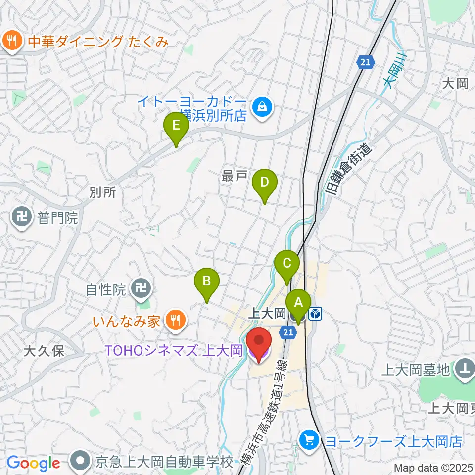TOHOシネマズ上大岡周辺のホテル一覧地図