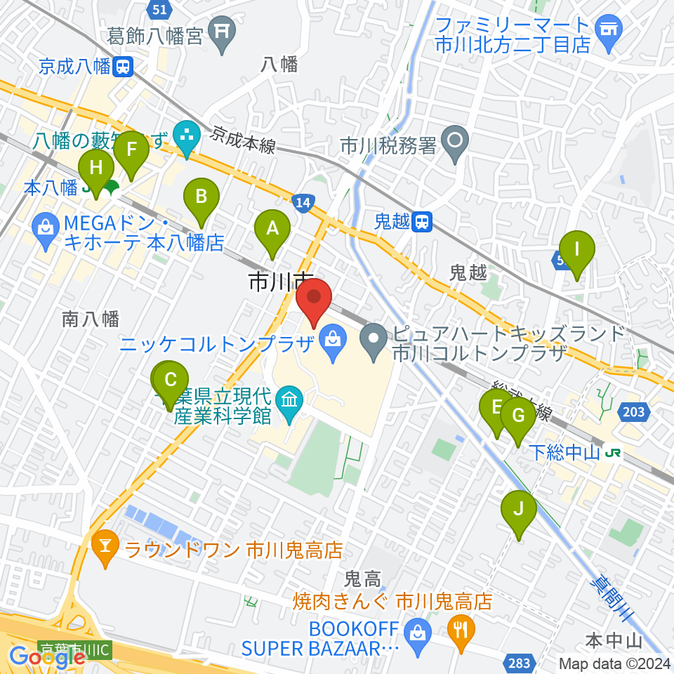 TOHOシネマズ市川コルトンプラザ周辺のホテル一覧地図