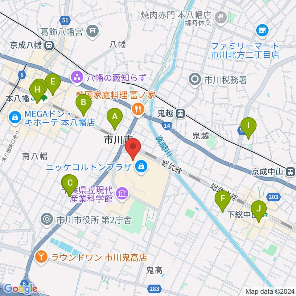 TOHOシネマズ市川コルトンプラザ周辺のホテル一覧地図