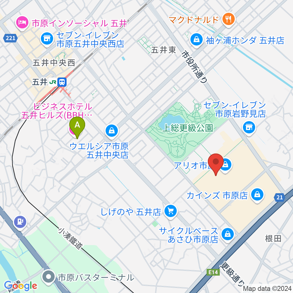 TOHOシネマズ市原周辺のホテル一覧地図