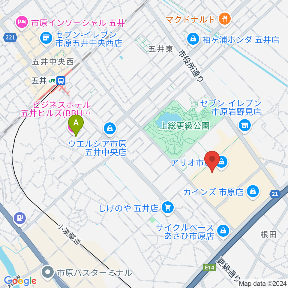 TOHOシネマズ市原周辺のホテル一覧地図