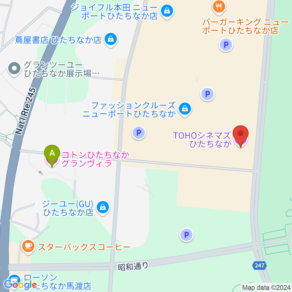 TOHOシネマズひたちなか周辺のホテル一覧地図