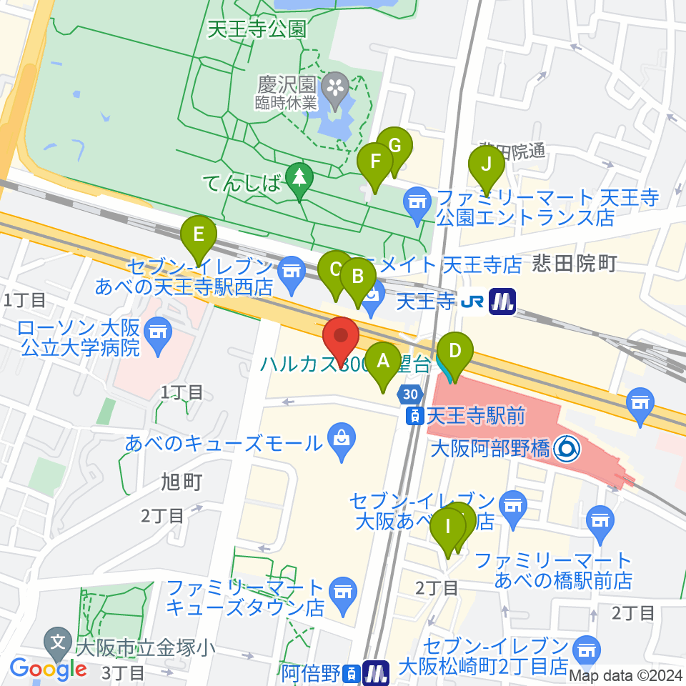 あべのアポロシネマ周辺のホテル一覧地図