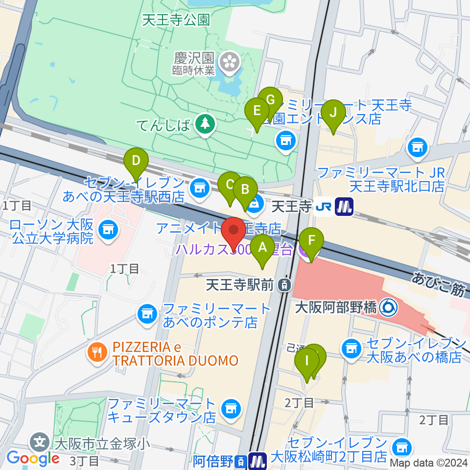 あべのアポロシネマ周辺のホテル一覧地図