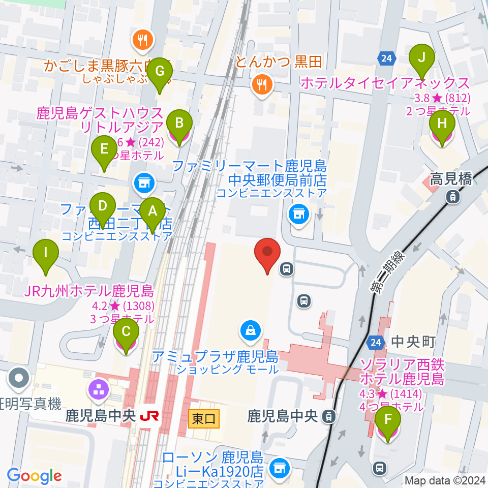 鹿児島ミッテ10周辺のホテル一覧地図