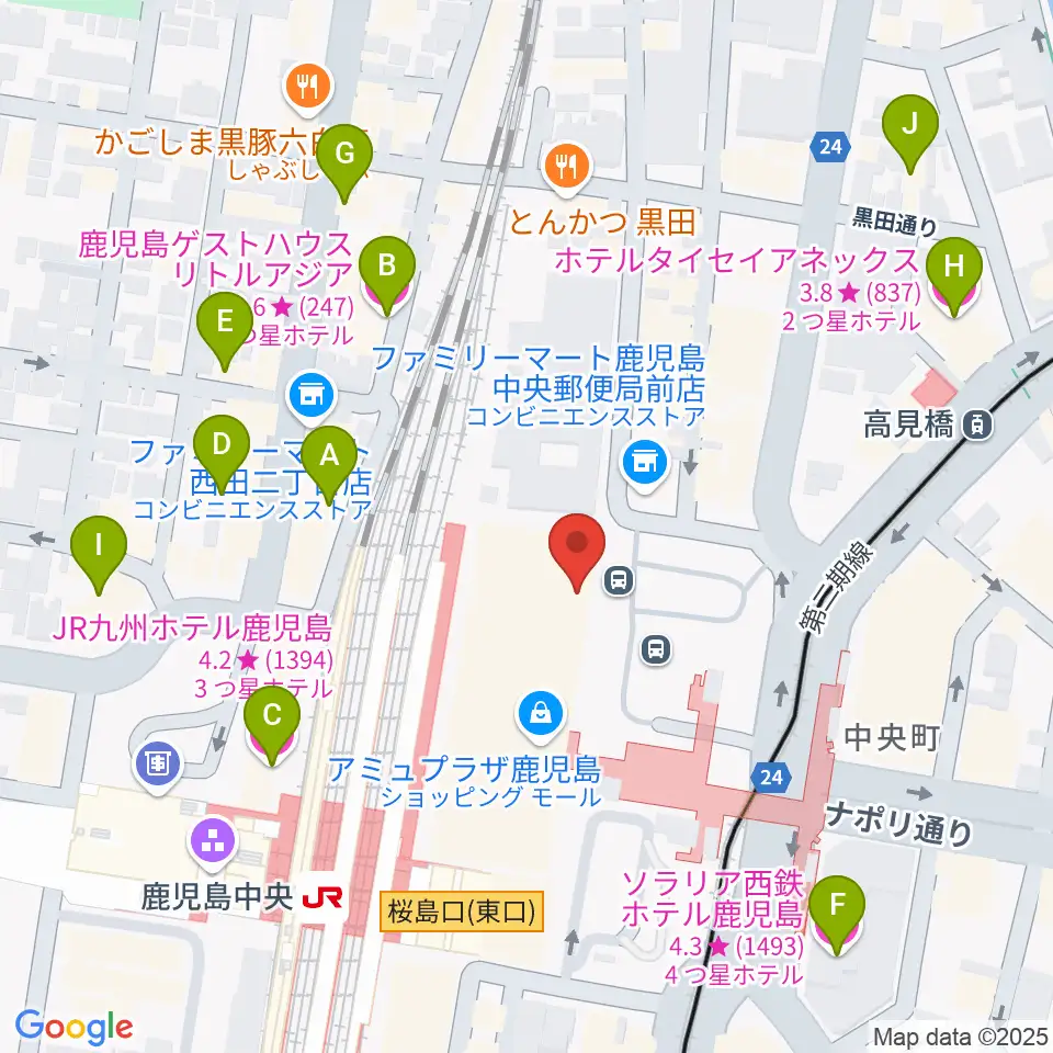 鹿児島ミッテ10周辺のホテル一覧地図