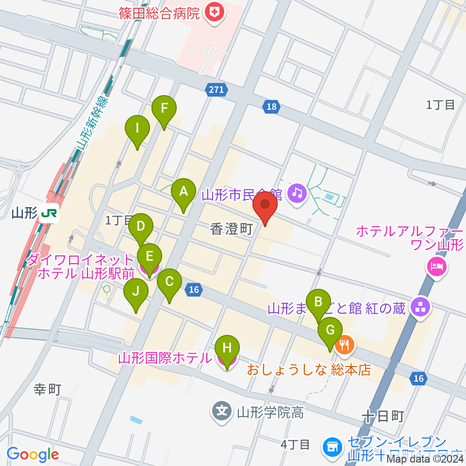 フォーラム山形周辺のホテル一覧地図