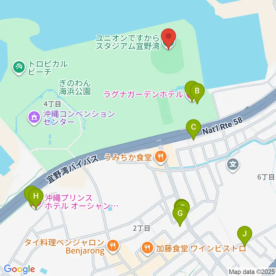 ユニオンですからスタジアム宜野湾周辺のホテル一覧地図