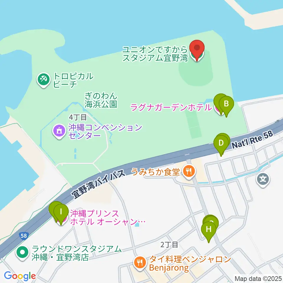 ユニオンですからスタジアム宜野湾周辺のホテル一覧地図