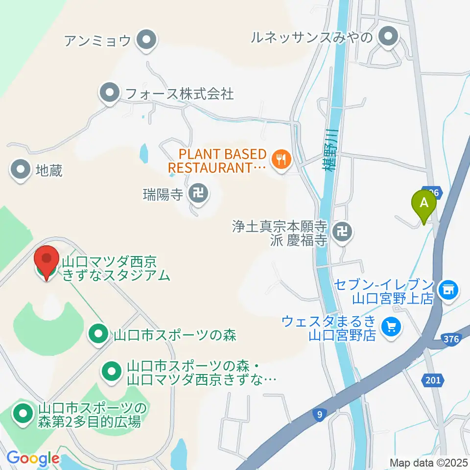山口マツダ西京きずなスタジアム周辺のホテル一覧地図