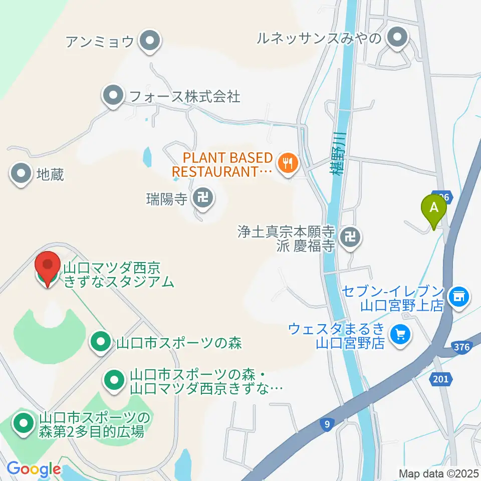 山口マツダ西京きずなスタジアム周辺のホテル一覧地図