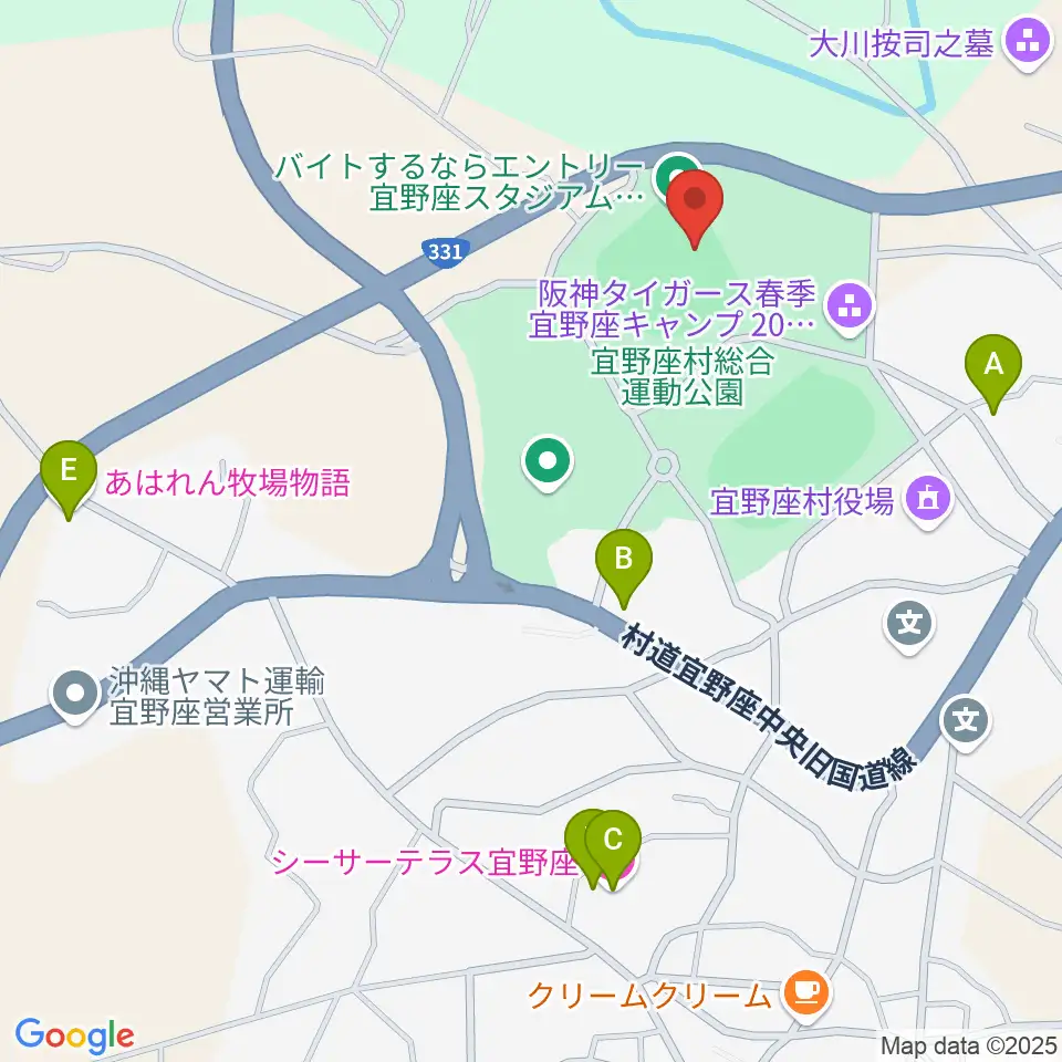 バイトするならエントリー宜野座スタジアム周辺のホテル一覧地図