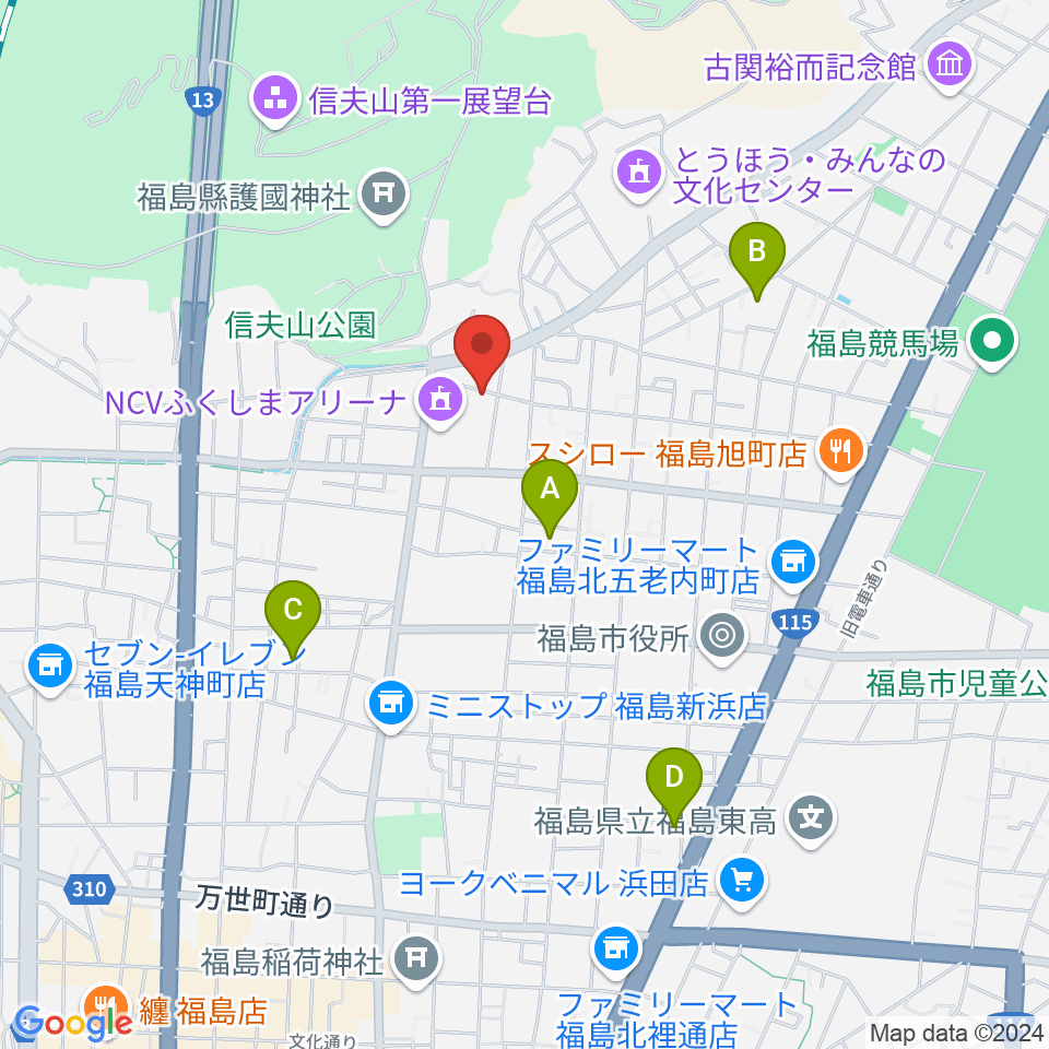 NCVふくしまアリーナ周辺のホテル一覧地図