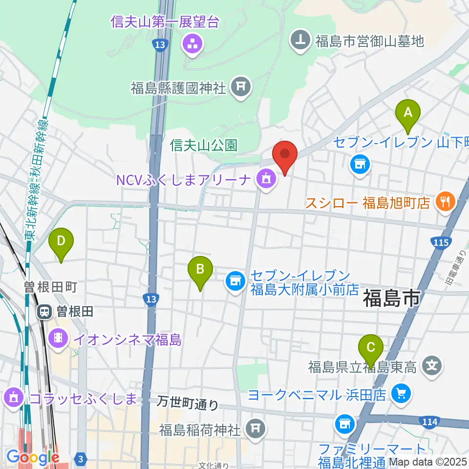 NCVふくしまアリーナ周辺のホテル一覧地図