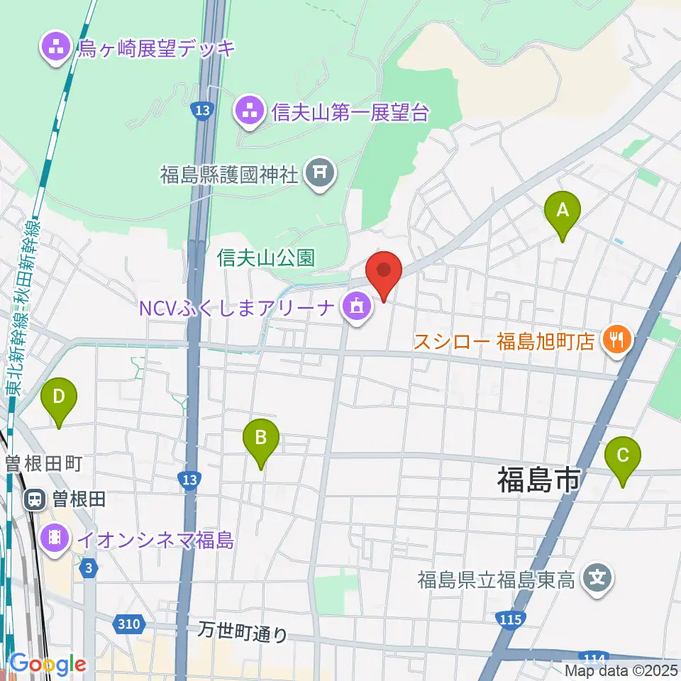 NCVふくしまアリーナ周辺のホテル一覧地図