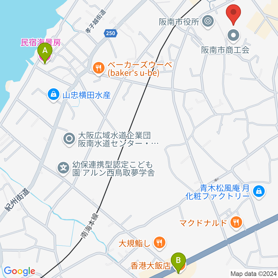 阪南市立文化センター サラダホール周辺のホテル一覧地図