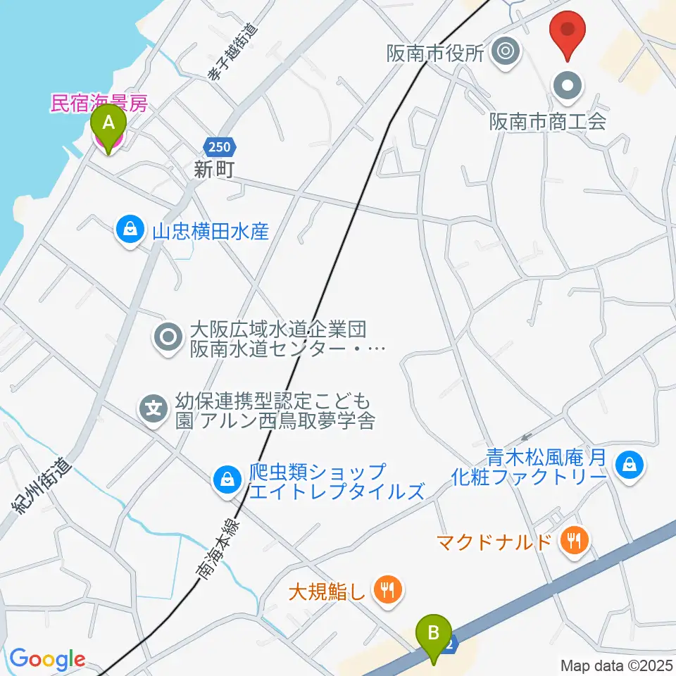阪南市立文化センター サラダホール周辺のホテル一覧地図