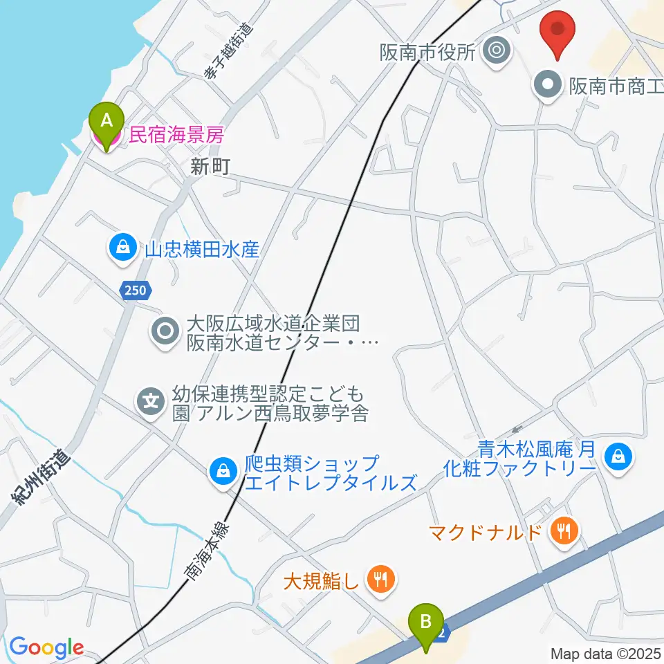 阪南市立文化センター サラダホール周辺のホテル一覧地図