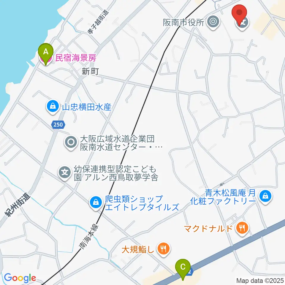 阪南市立文化センター サラダホール周辺のホテル一覧地図