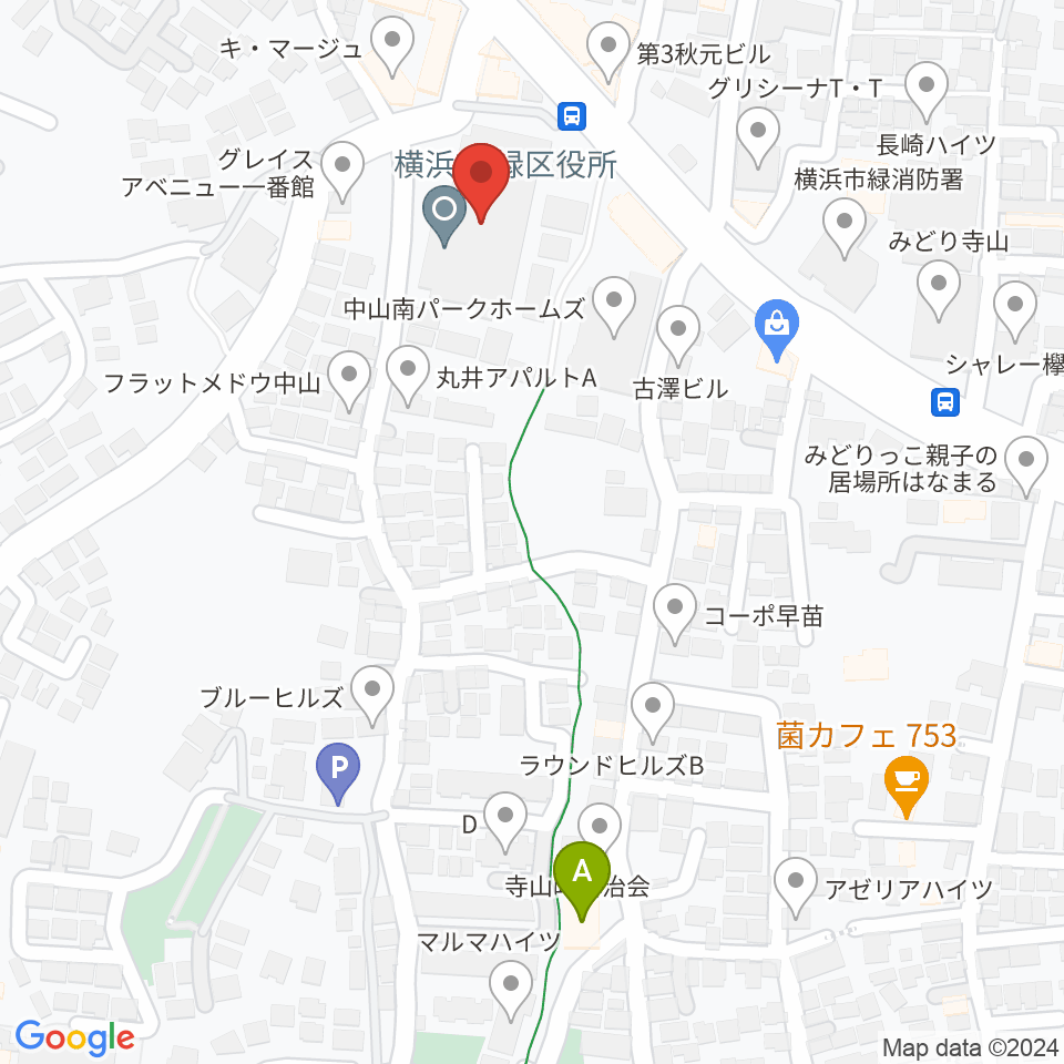 横浜市緑公会堂周辺のホテル一覧地図
