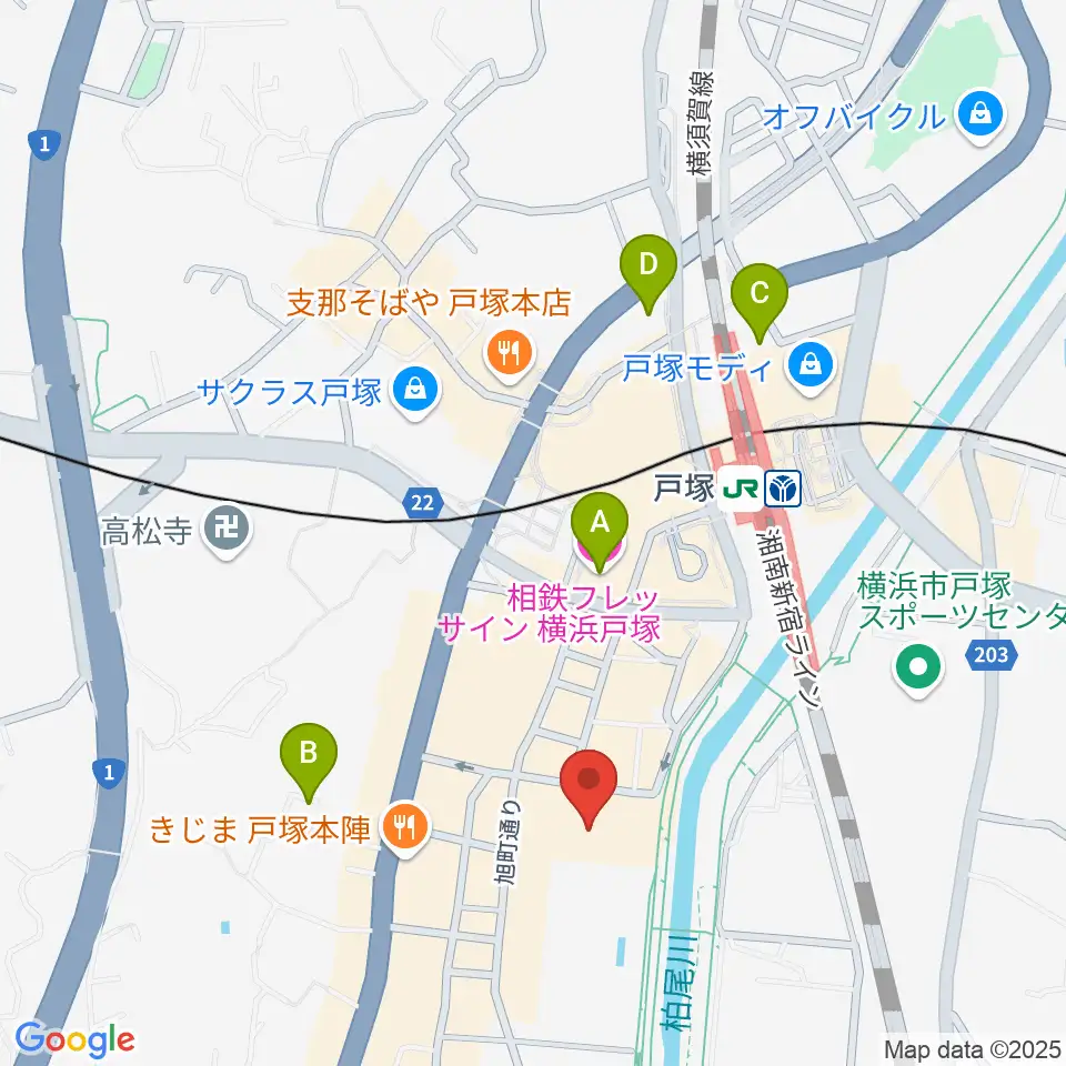 戸塚公会堂周辺のホテル一覧地図
