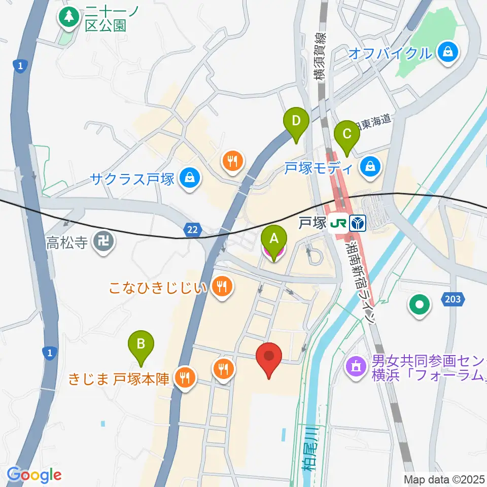 戸塚公会堂周辺のホテル一覧地図