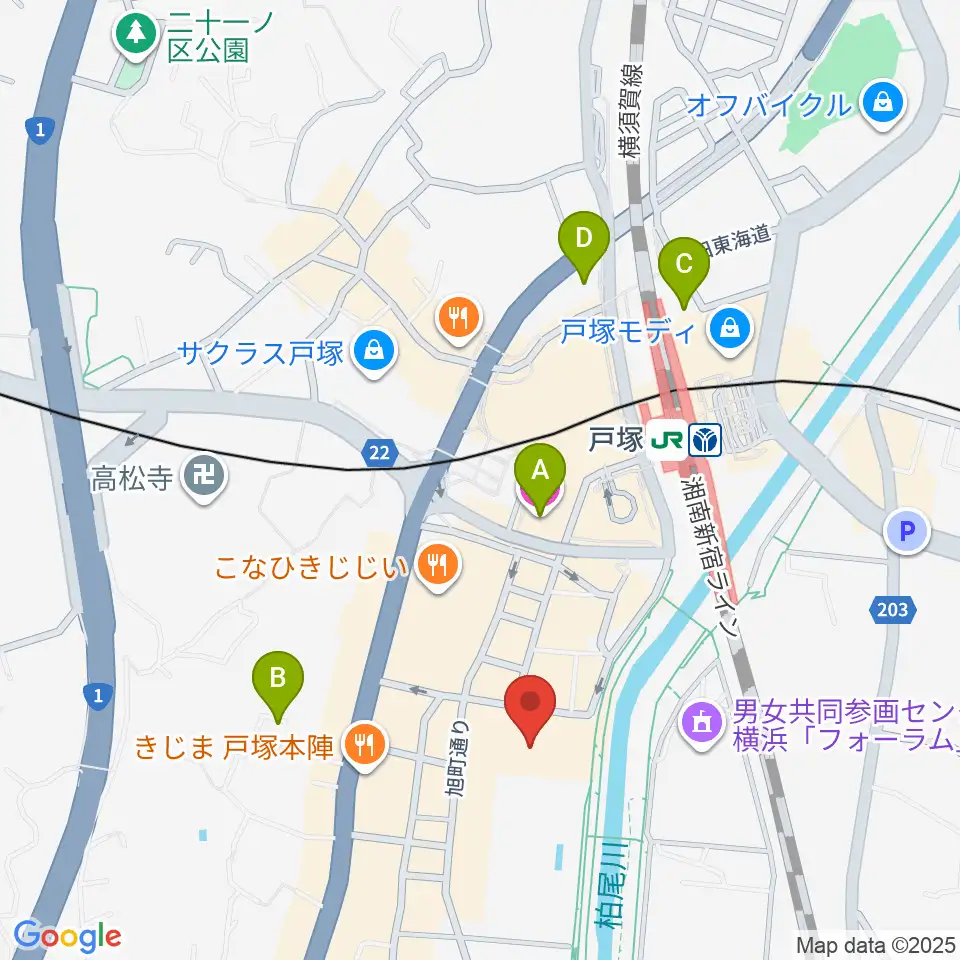 戸塚公会堂周辺のホテル一覧地図