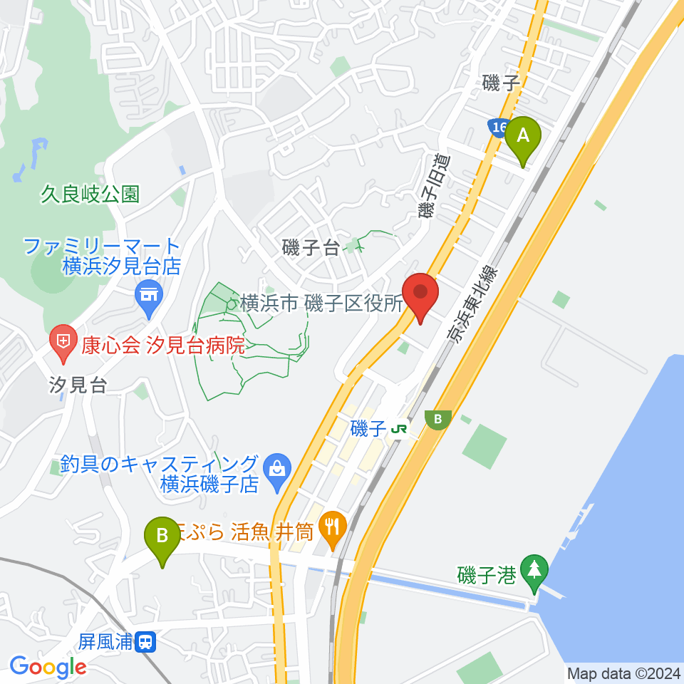 磯子公会堂周辺のホテル一覧地図