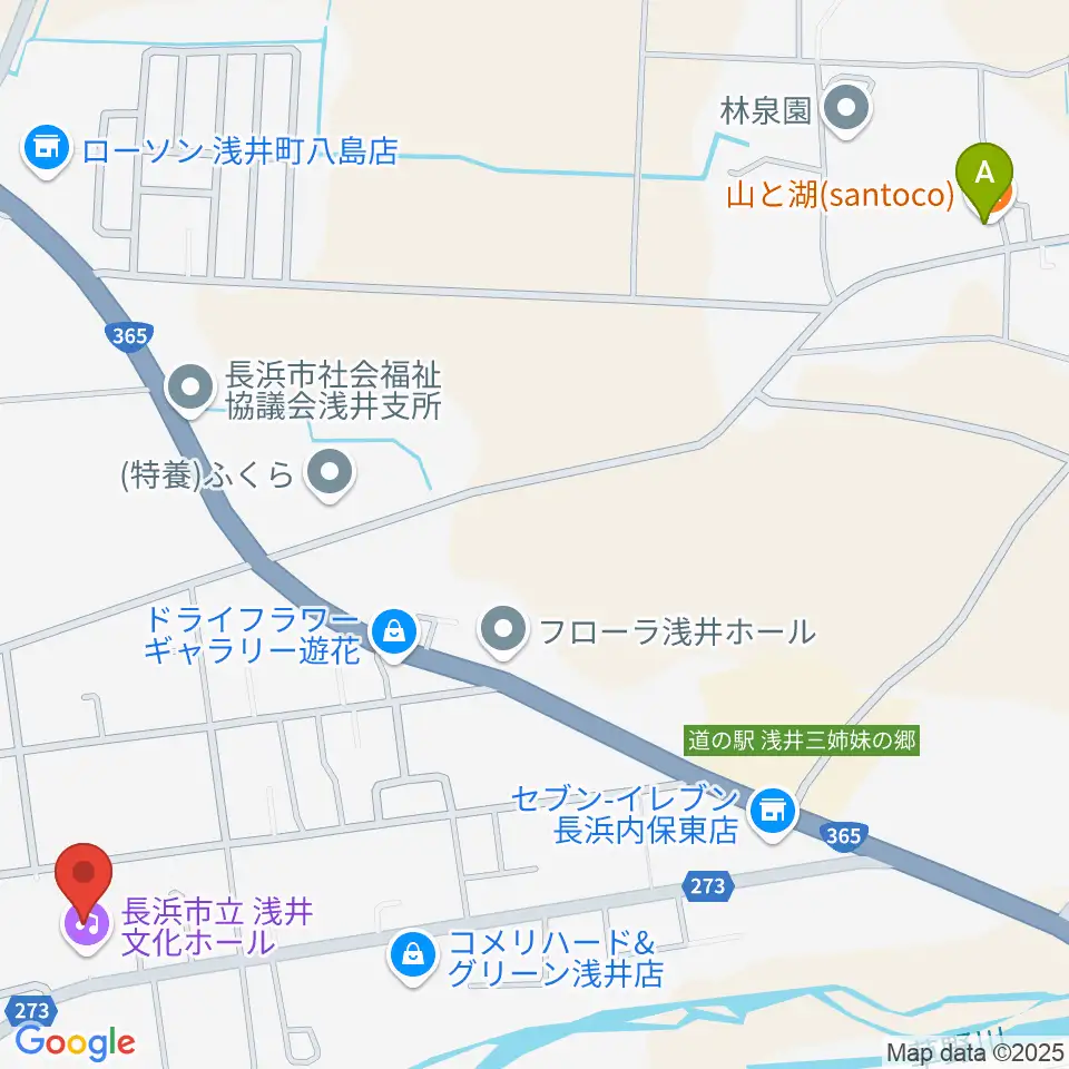 浅井文化ホール周辺のホテル一覧地図