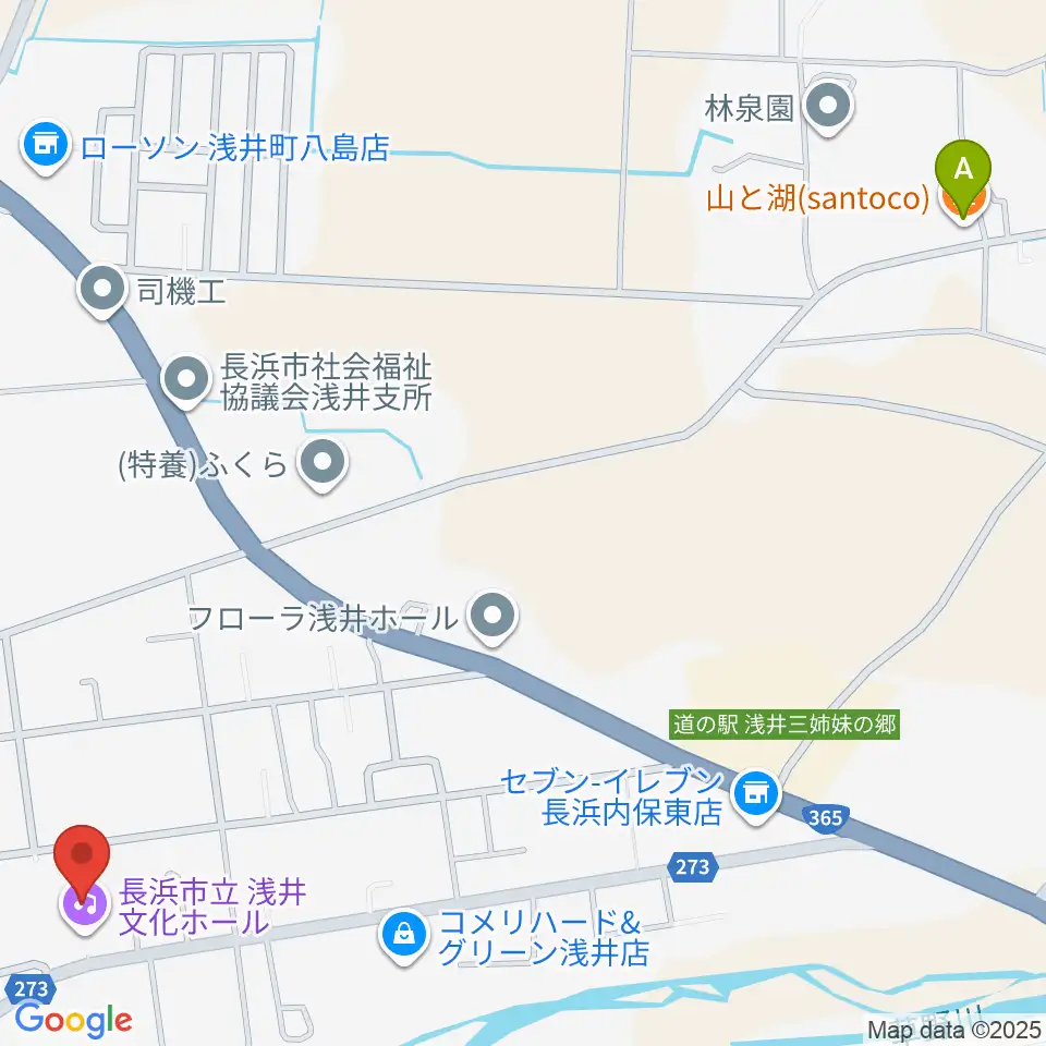 浅井文化ホール周辺のホテル一覧地図