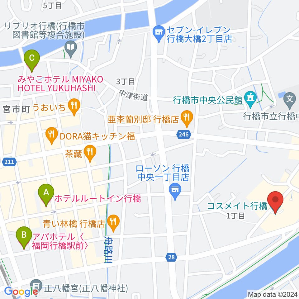 コスメイト行橋周辺のホテル一覧地図