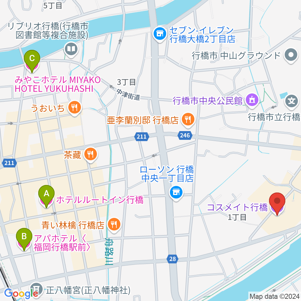 コスメイト行橋周辺のホテル一覧地図