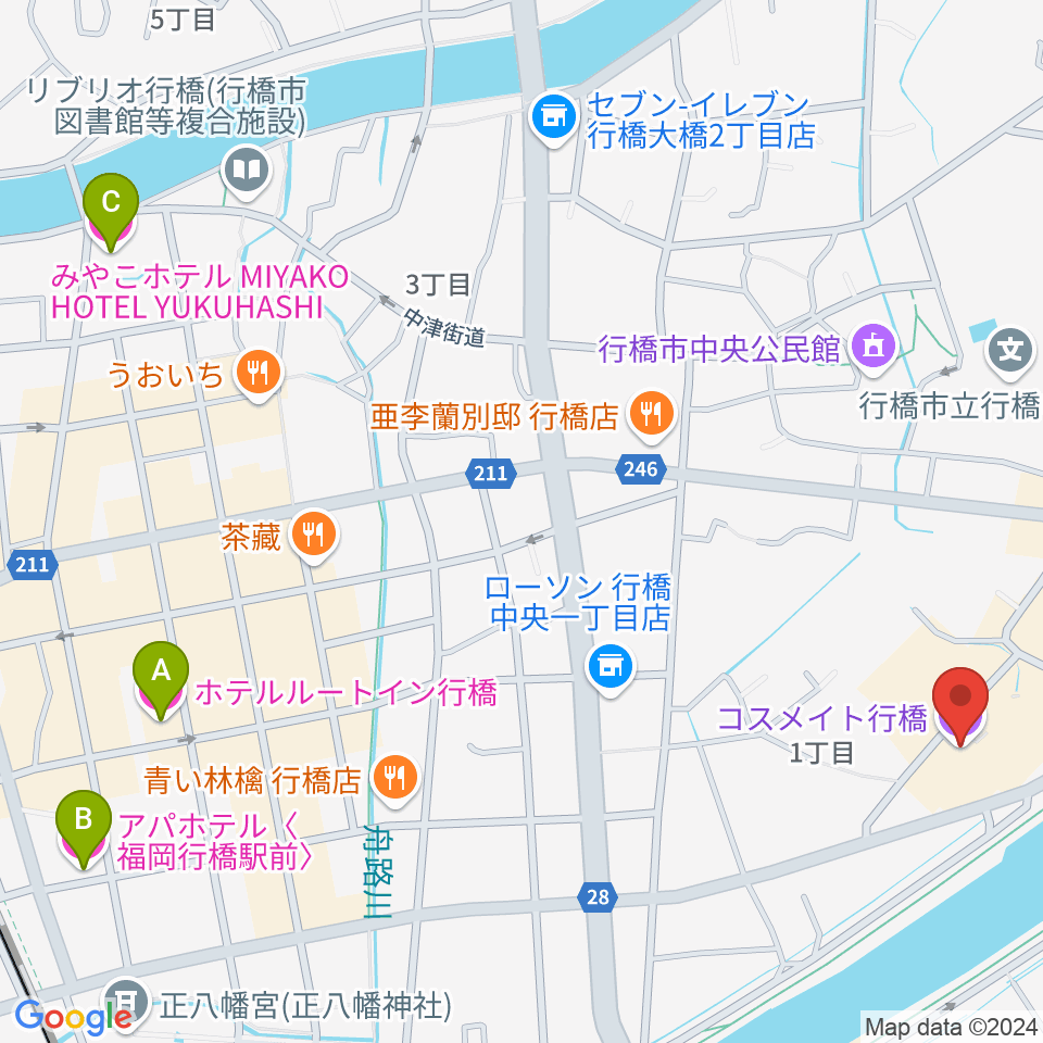 コスメイト行橋周辺のホテル一覧地図