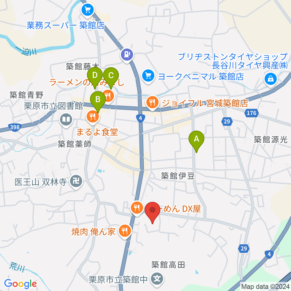 栗原文化会館（アポロプラザ）周辺のホテル一覧地図