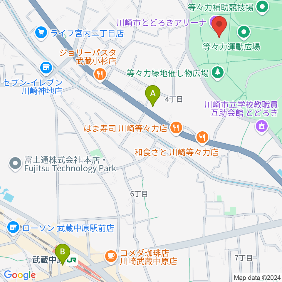 川崎市とどろきアリーナ周辺のホテル一覧地図