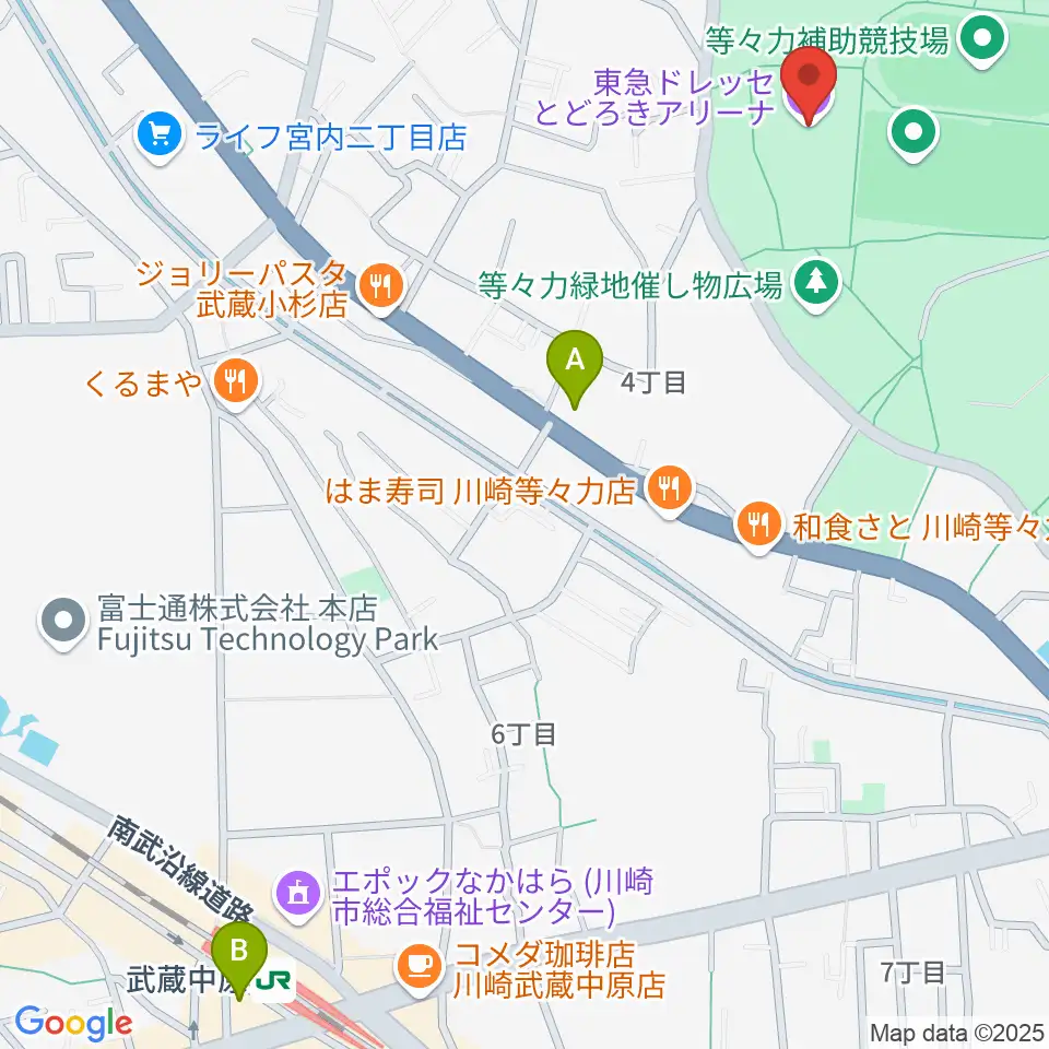 東急ドレッセとどろきアリーナ周辺のホテル一覧地図