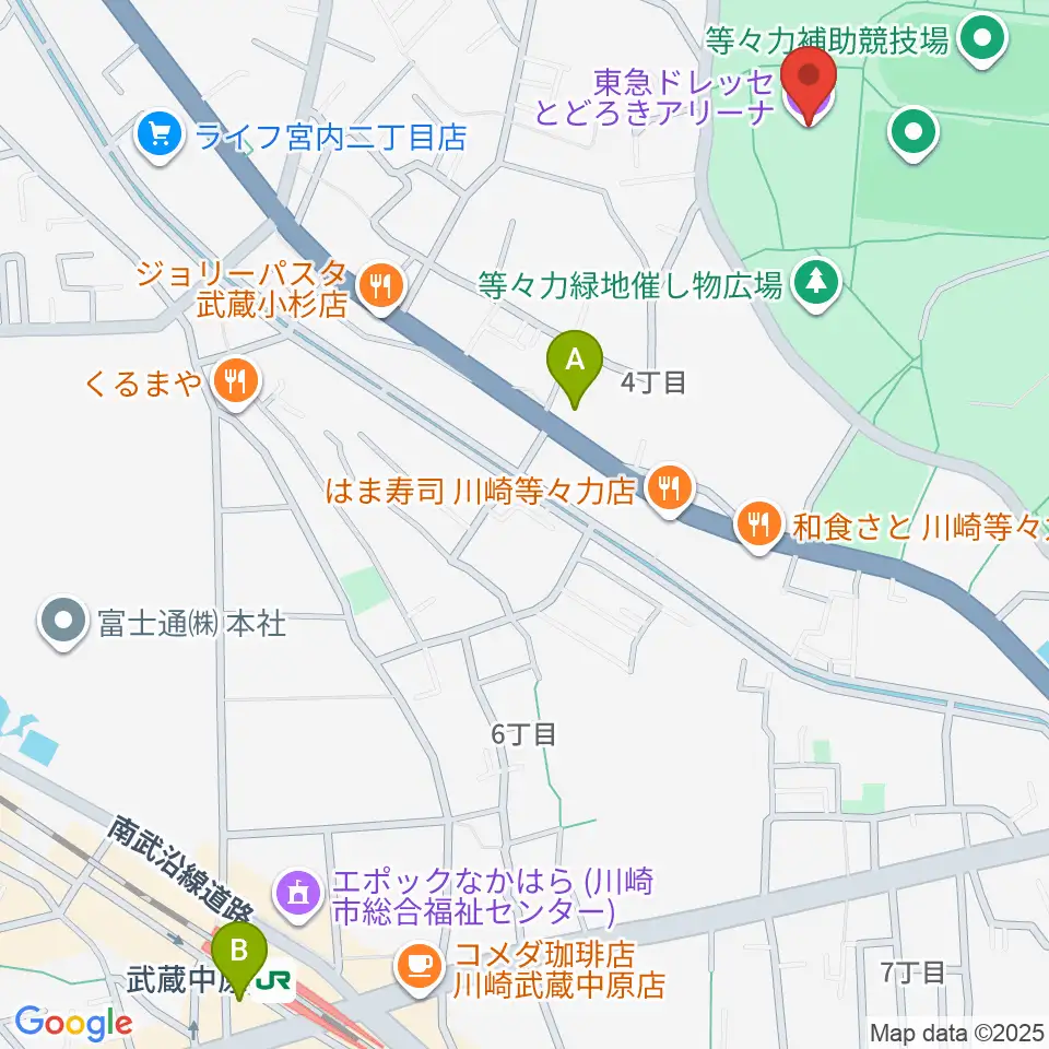 東急ドレッセとどろきアリーナ周辺のホテル一覧地図