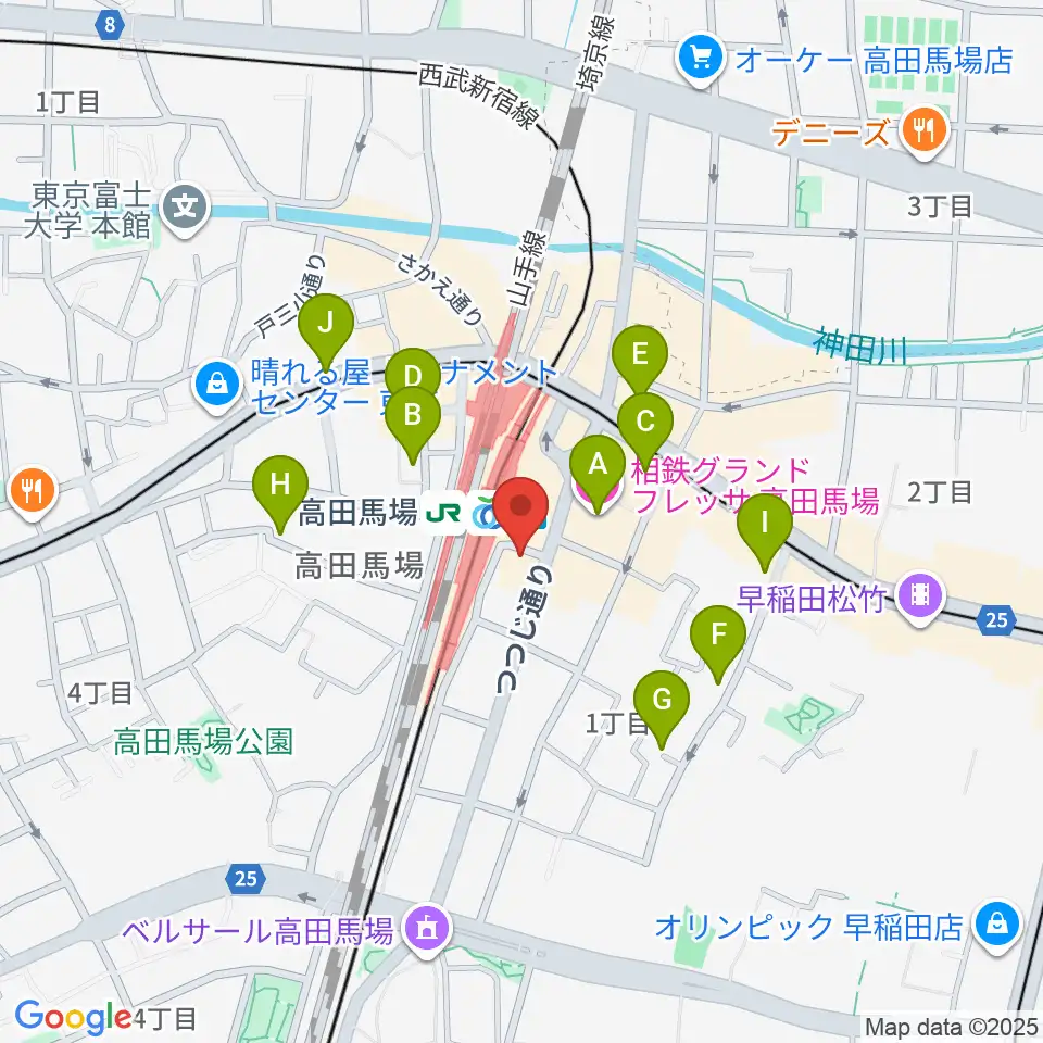 スタジオ音楽館 高田馬場駅前周辺のホテル一覧地図