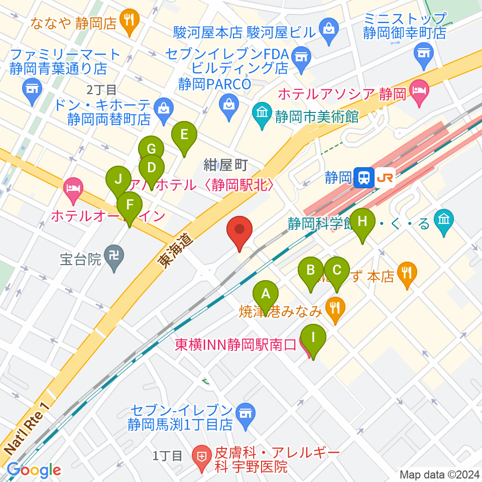 LIVE ROXY SHIZUOKA周辺のホテル一覧地図